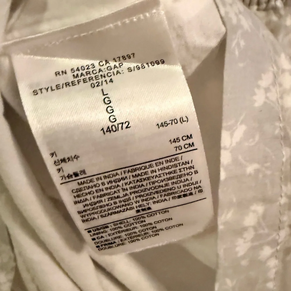 NWT girls GAP White/gray Floral Dress sleeveless Sz L 10